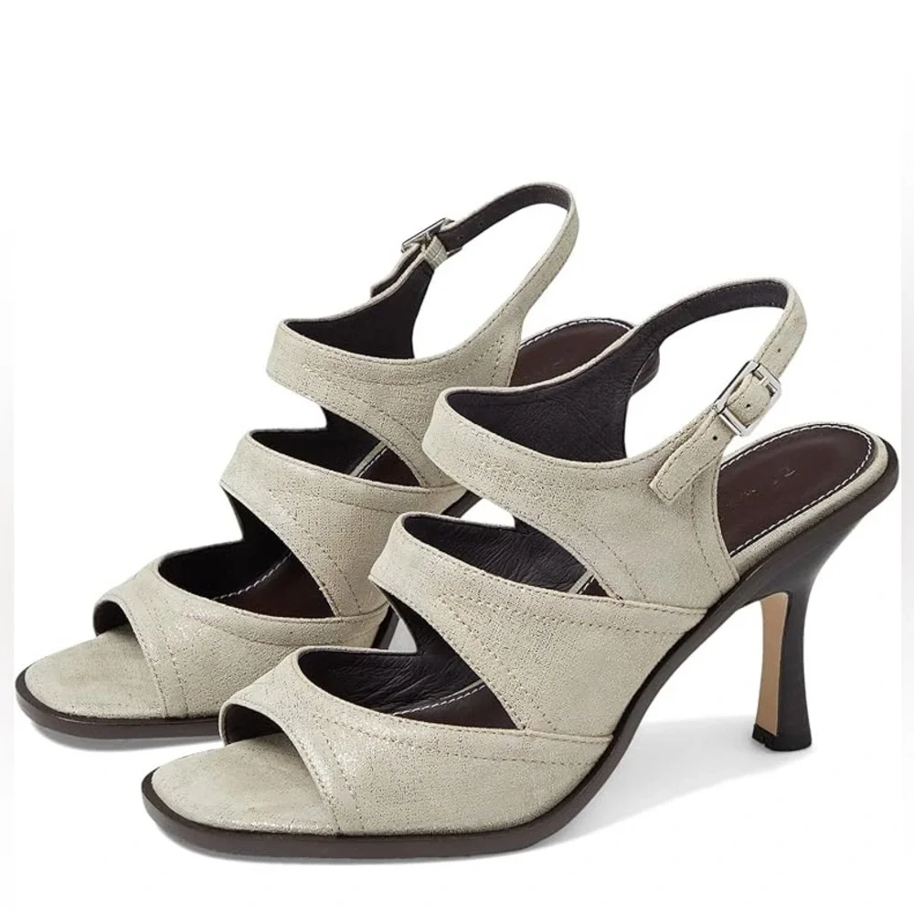 Donald Pliner Effi Women's Heeled Sandal‎ Natural Suede Size 8.5
